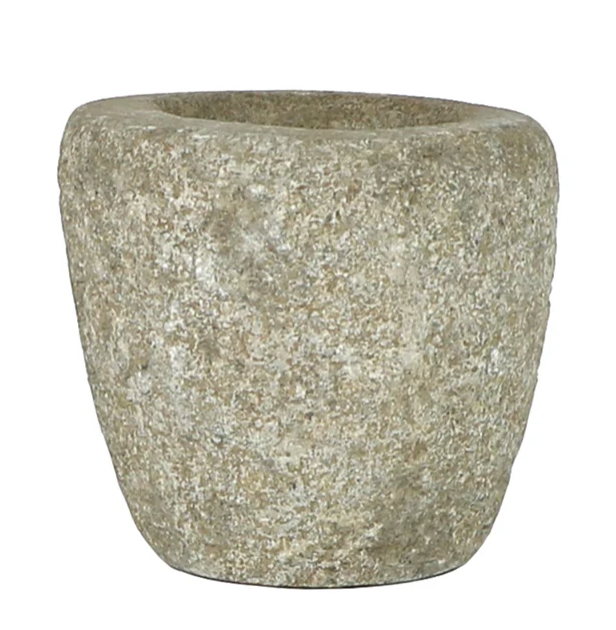 Vintage hand-carved stone bowl with a petite rounded form and naturally aged patina.