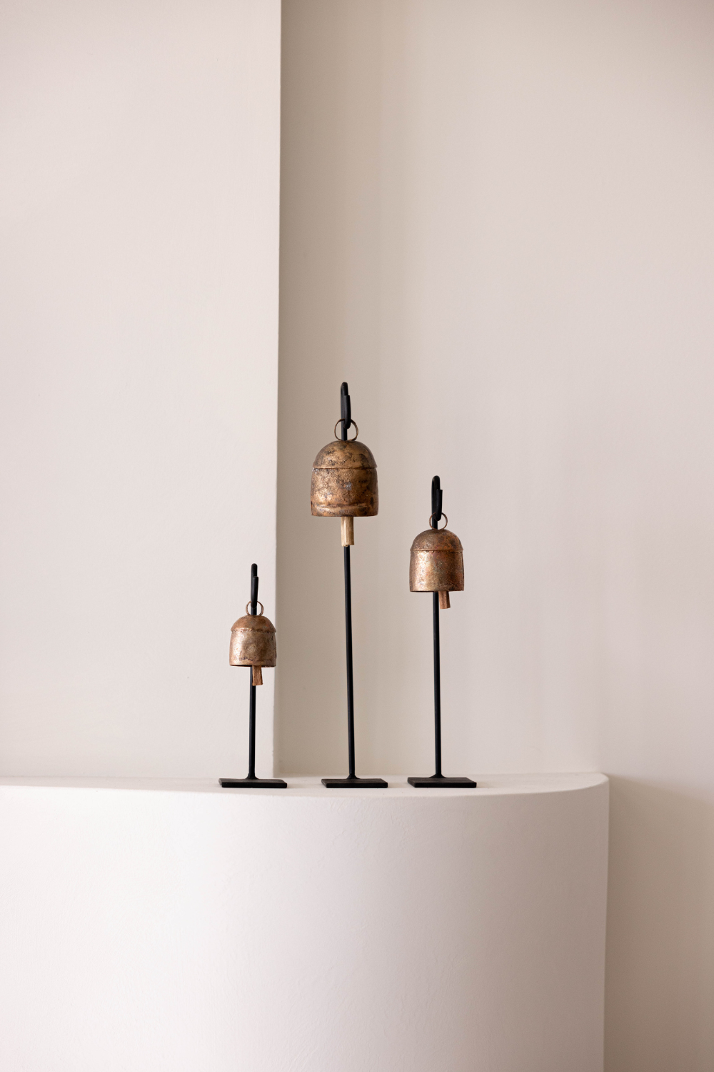 Vintage Inspired Iron Bell Stands – Set of 3