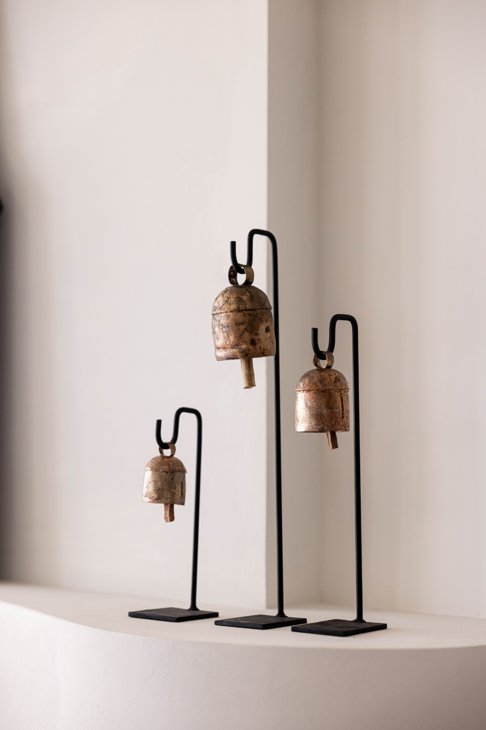 Vintage Inspired Iron Bell Stands – Set of 3