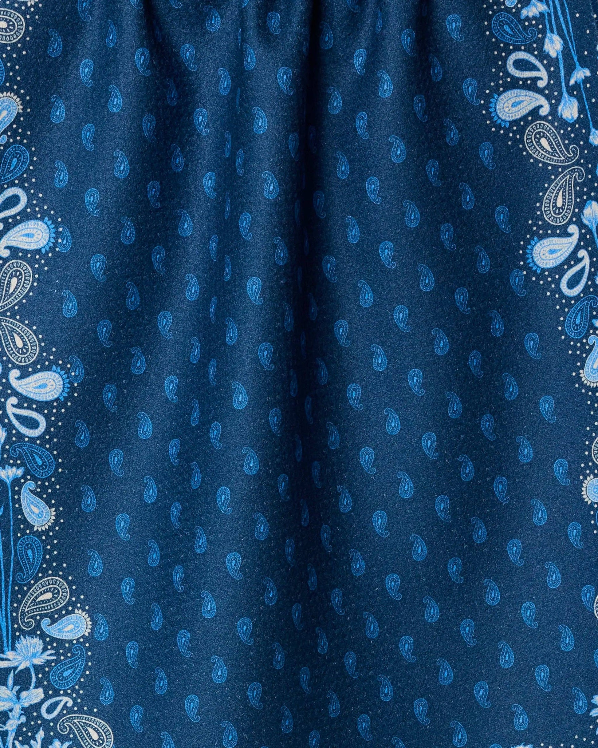 Geoweave kitchen tea towel with indigo Western pattern and absorbent texture.