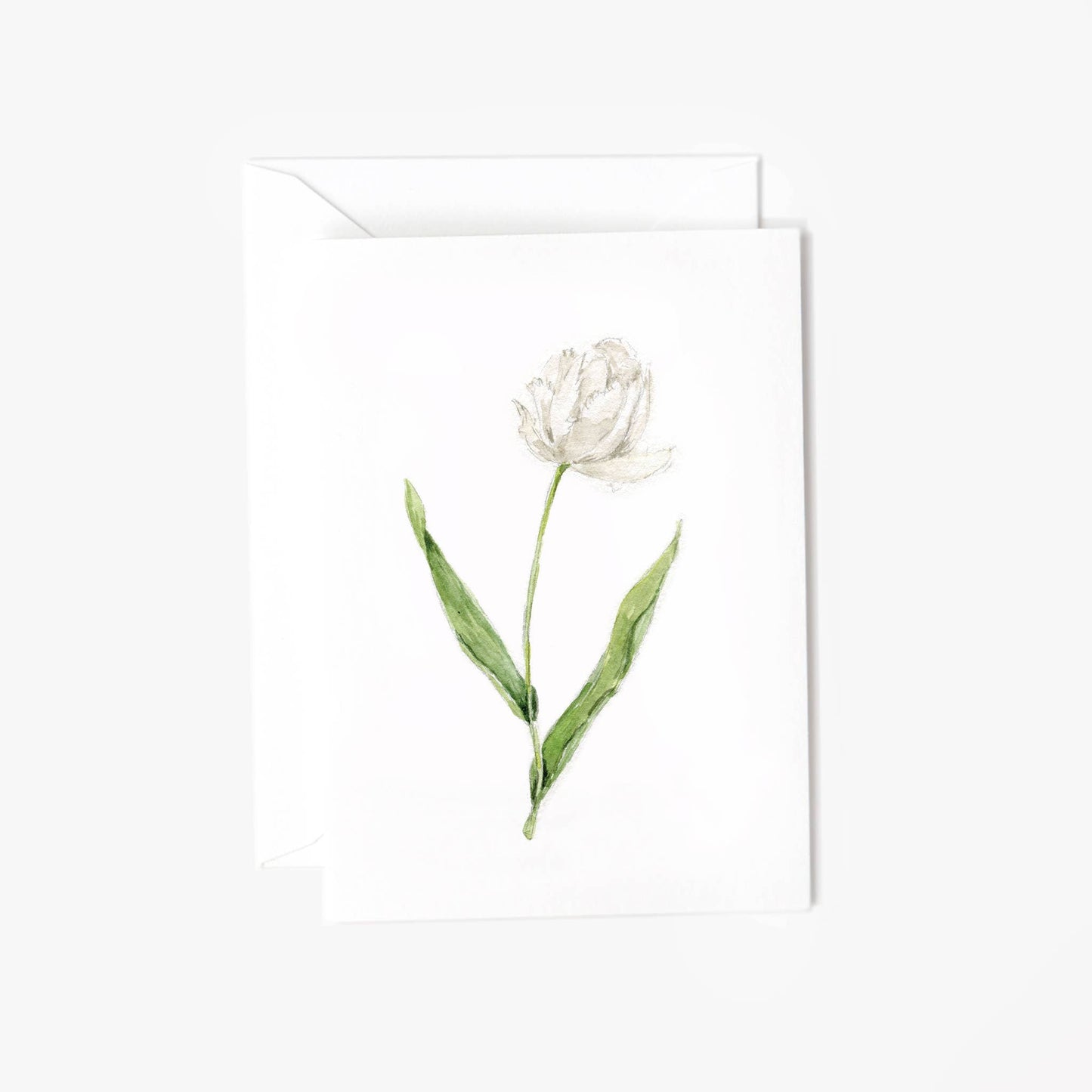 White Tulip Mini Enclosure Card featuring original watercolor artwork by Emily Lex.