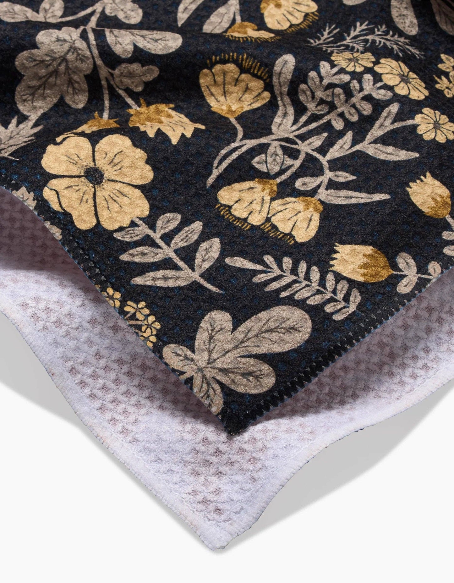 Geoweave kitchen tea towel with woodland wildflower pattern and absorbent texture.