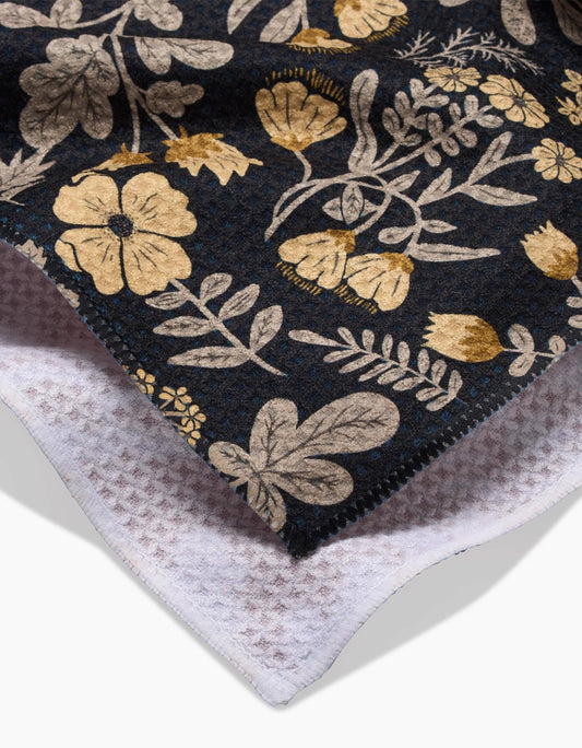 Geoweave kitchen tea towel with woodland wildflower pattern and absorbent texture.
