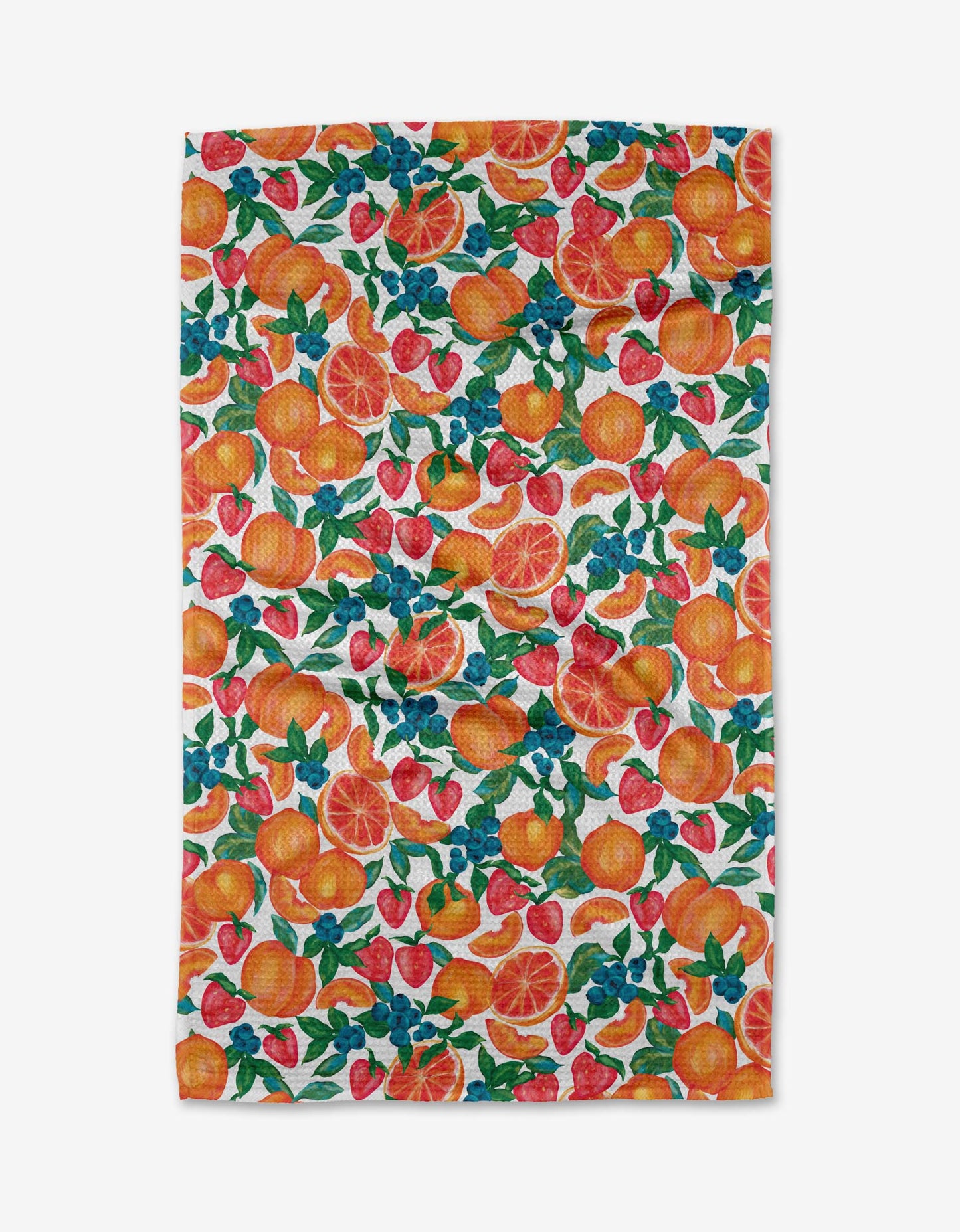 Zesty Life Tea Towel featuring citrus-inspired kitchen artwork by Geometry.