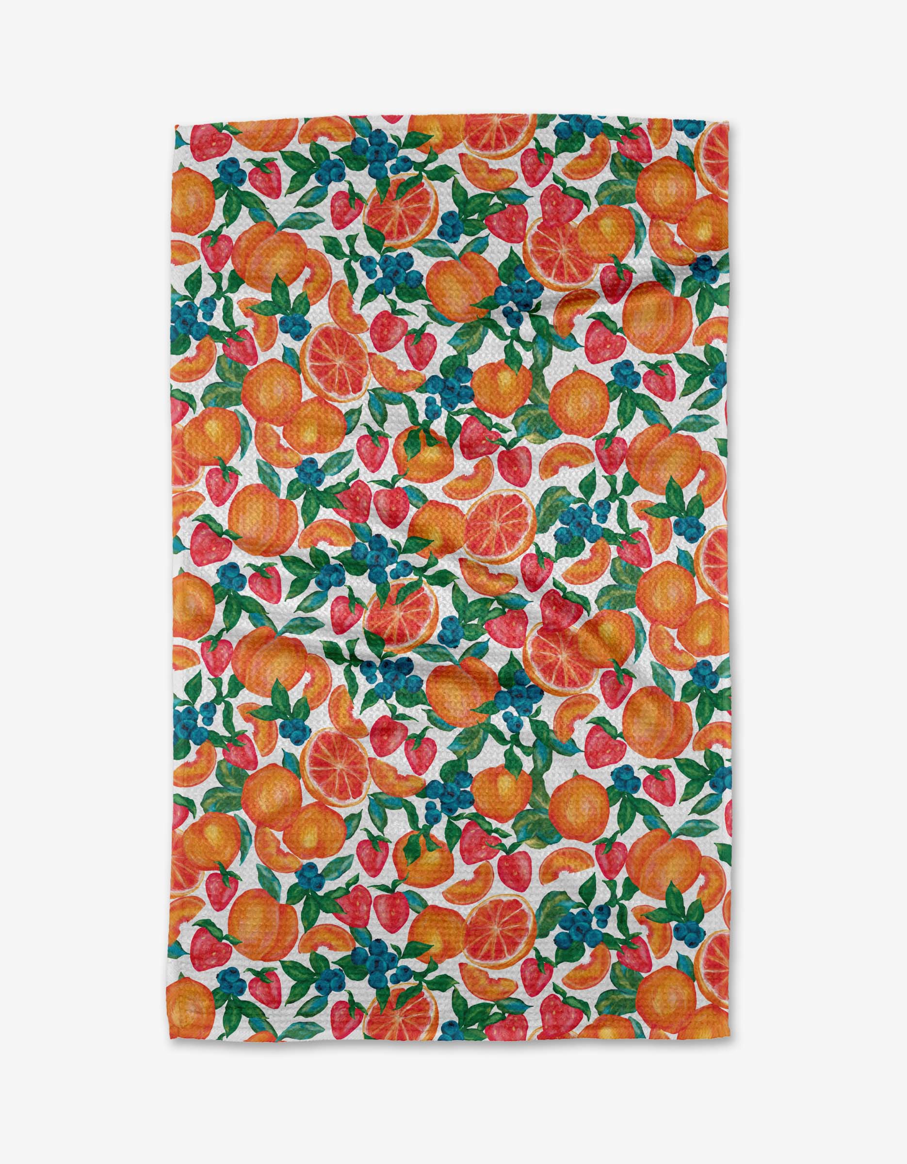Zesty Life Tea Towel featuring citrus-inspired kitchen artwork by Geometry.